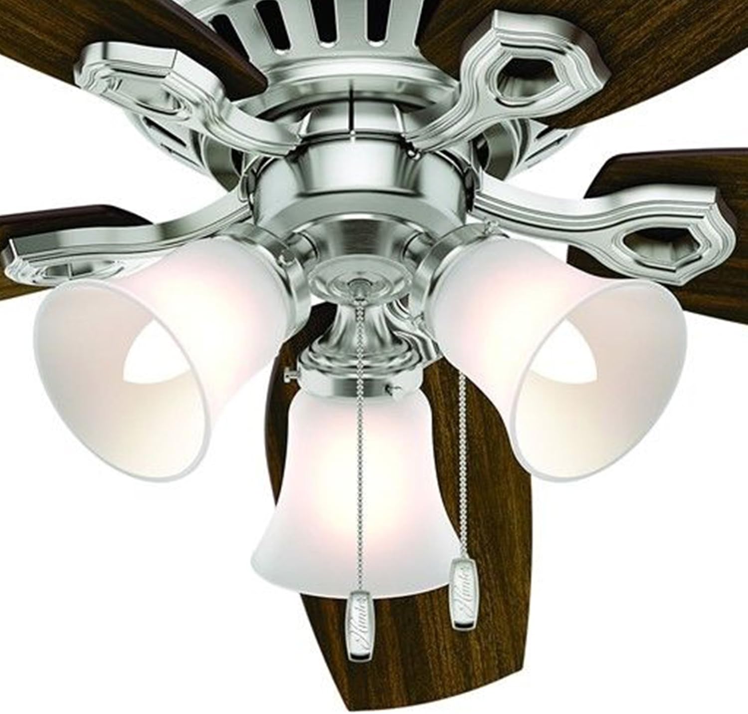 Hunter Fan 52 inch Low Profile Brushed Nickel Indoor Ceiling Fan with Light Kit (Renewed)