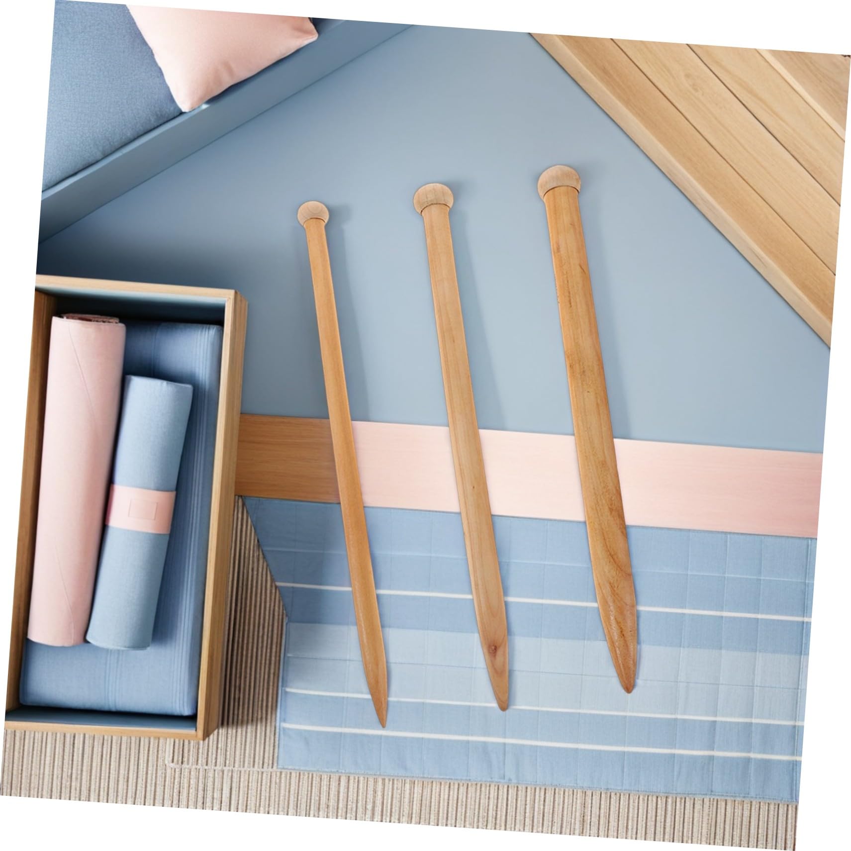 Agujas de Tejer de Madera Gruesas 6 Piezas para Manualidades