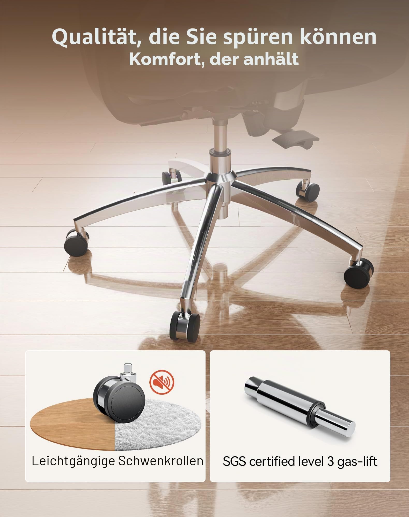 SIHOO M57 Ergonomischer Bürostuhl mit 3D Armlehne und Lendenwirbelstütze, Netz-Hochlehne, bis 150kg Belastbar (schwarz)