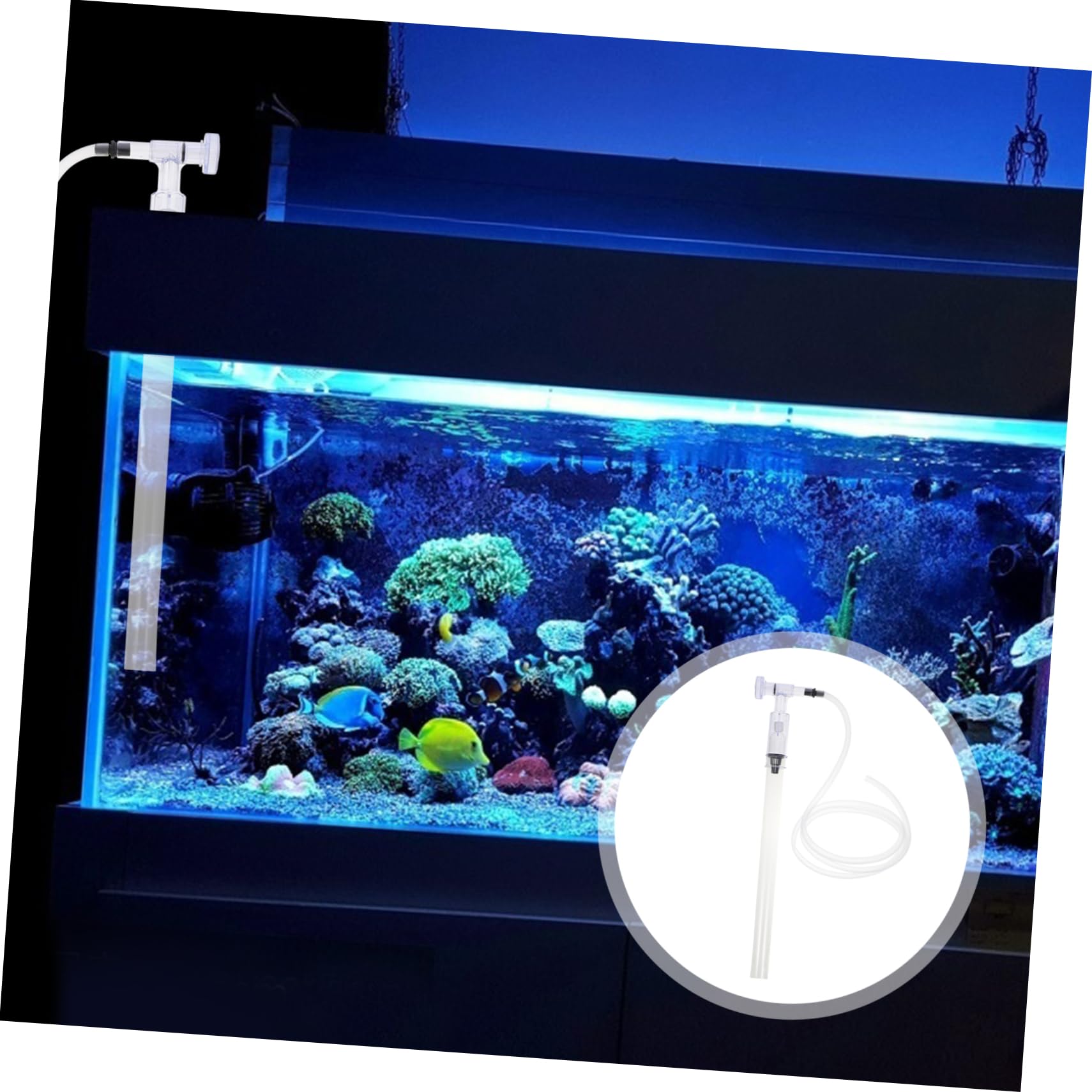 Happyyami 2 Pièces Changement d'eau Aquarium Distributeur Para Pompe Baril Piscine Conditionneur Poisson Étang Tuyau Évacuation Changeur Réservoir Air Filet Changement d'eau D'aquarium