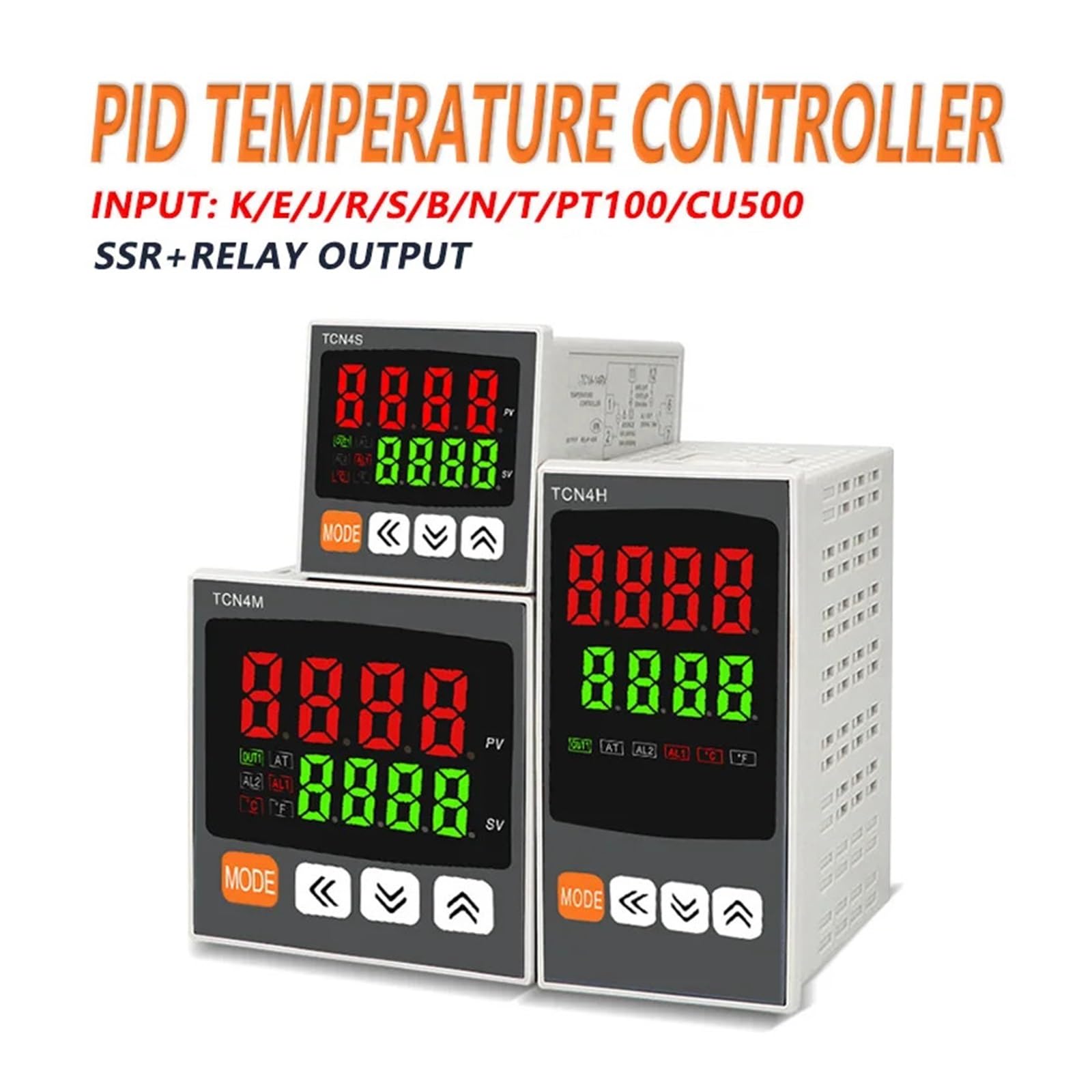 Controlador de Temperatura Termostato Digital SSR+Relay Salida Entrada Universal TC4S TC4H TC4M Controlador de Temperatura PID Regulador SSR Relé 110 V CA 220 V(TCN4M 72X72)