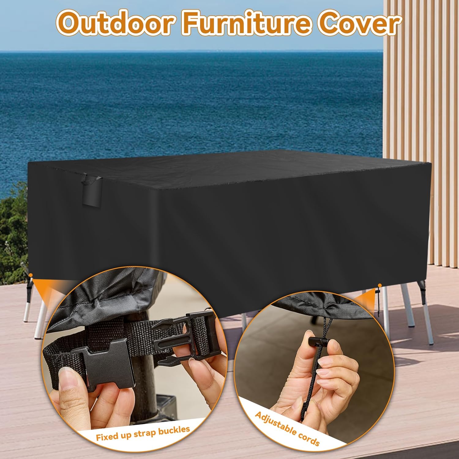 TUOKING Outdoor Furniture Covers Heavy-Duty 420D Waterproof Cover,All-Weather Patio Furniture Protector for Sofa,Chairs & Table-UV-Resistant,Anti-Tear Dustproof Covers (Black, 53"L x 53"W x 30"H)