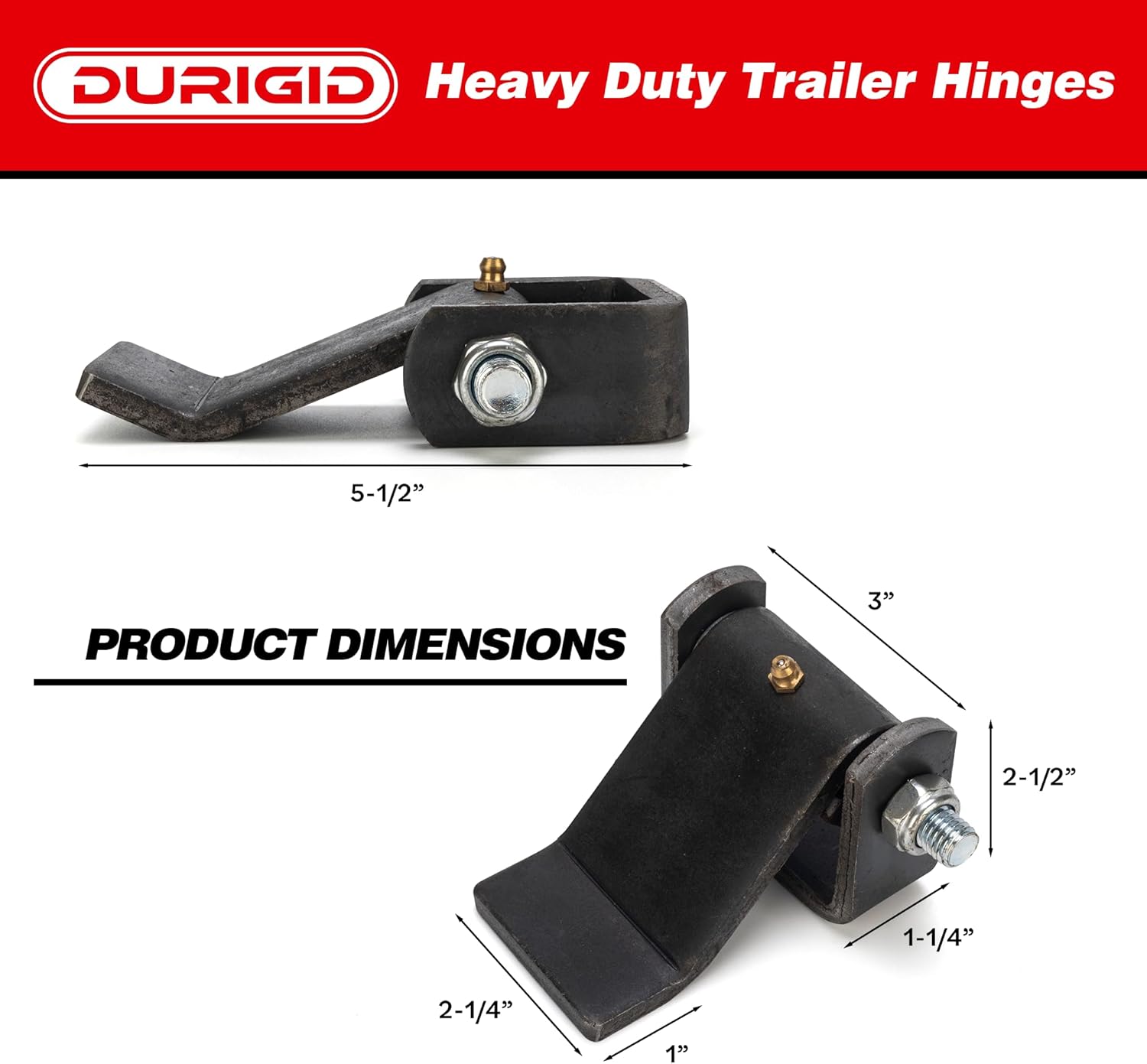 Dump Trailer Hinges with Zerk Grease Fitting, Trailer Hinges Weld on, Heavy Duty, Used for Trucks, Dump Trailers, BBQ Smokers, Raw Finish, 8 Pack