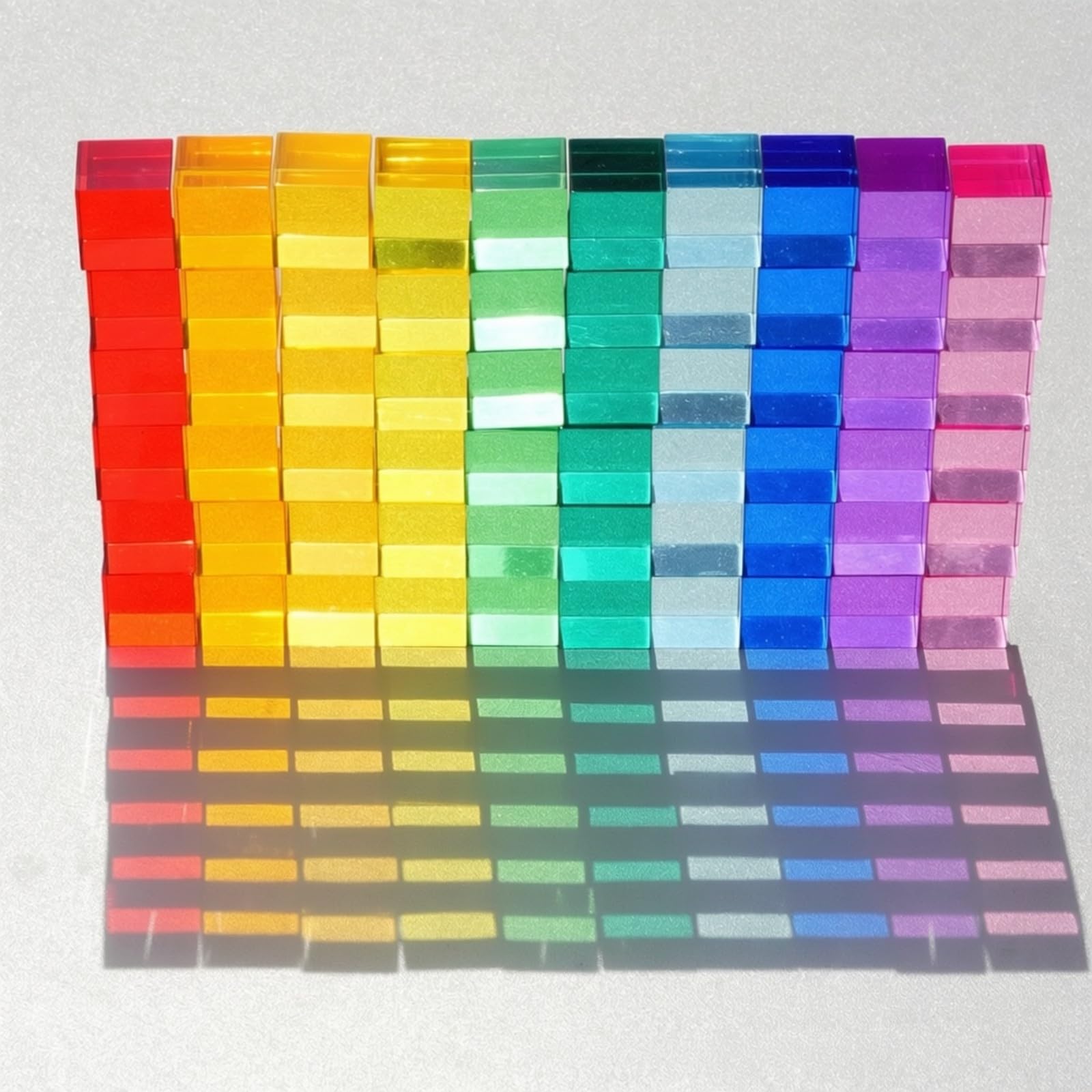 Almencla 100 Pezzi Giocattolo Educativo di Forme | Impilabile, Acrilici Colorati Traslucidi, Sensoriale, Cubo in Acrilico Trasparente, per Spazi attività Organizzati