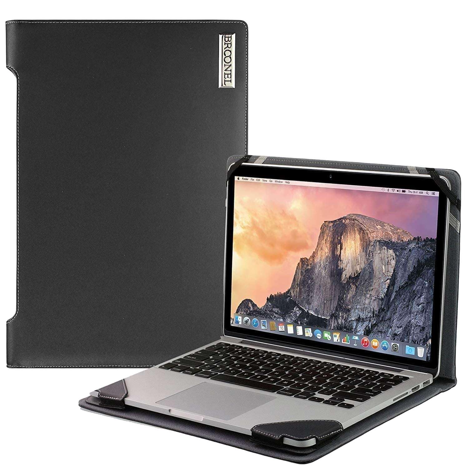 Seria profilowa - Czarne skórzane etui na laptopa kompatybilne z Toshiba Chromebook 2 13,3 cala