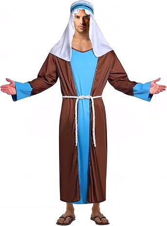 Mens Saint Joseph Jesus Biblical Costume Adult Shepherd Robe Halloween Costumes For Men
