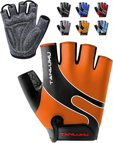 Tanluhu Guantes de Ciclismo - Guantes de Bicicleta de Montaña de Medio Dedo para Carretera, Transpirables, Absorben Impactos, para Hombres y Mujeres