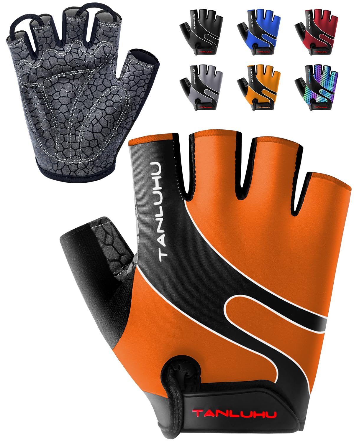 Tanluhu Cycling Gloves - Mountain Bike Half Finger Road Riding Gloves, Breathable, Shock-Absorbing, for Men and Women