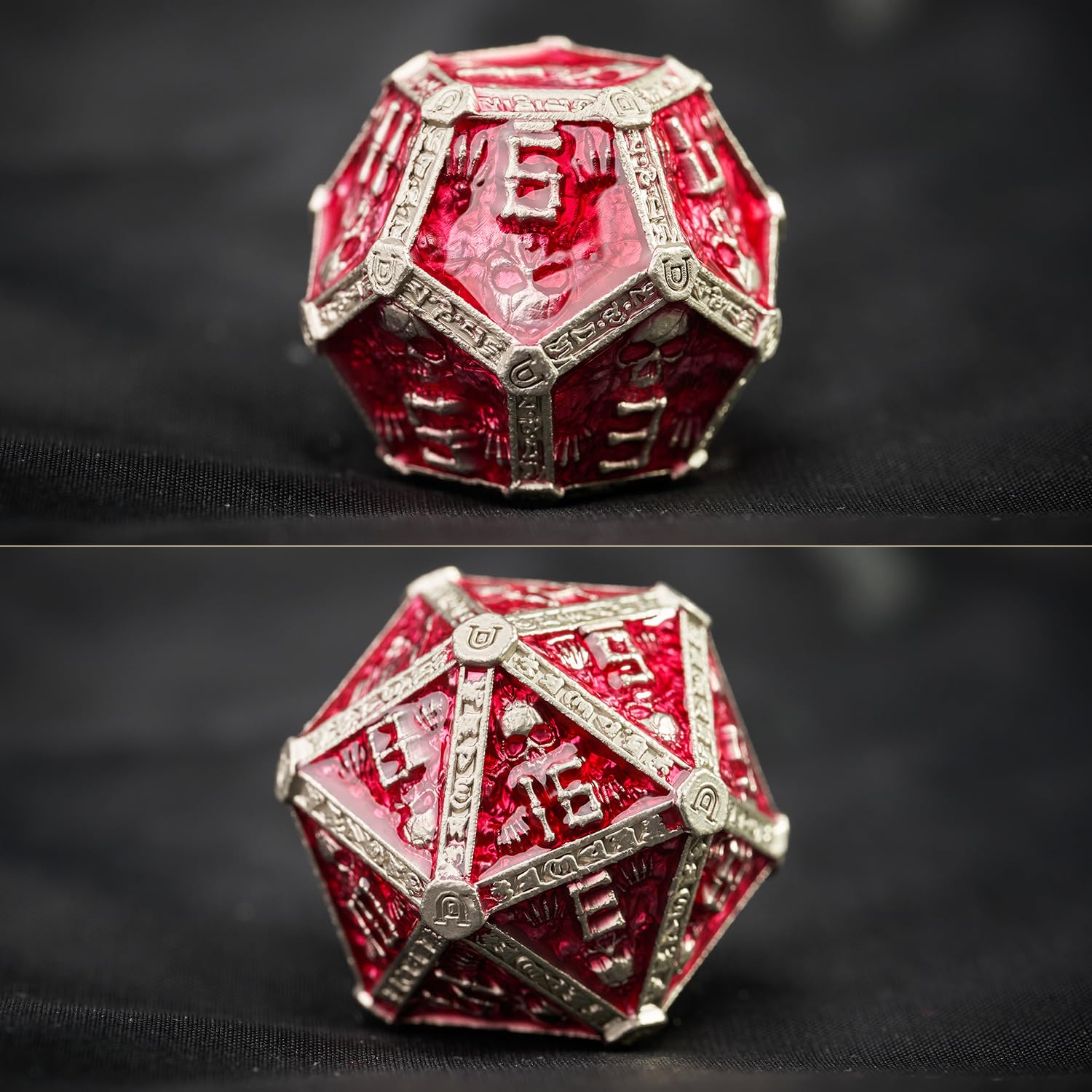 Mystery Skull Metal DND Cube Set pour Donjons et Dragons, Cthulhu DCC Magie Unique RPG Jeu de Rôle Accessoires Cadeaux (Rose
