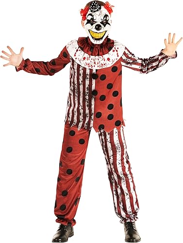 Morph Disfraz de payaso aterrador para niños, disfraz de payaso asesino espeluznante para Halloween, disfraz divertido para niños y niñas