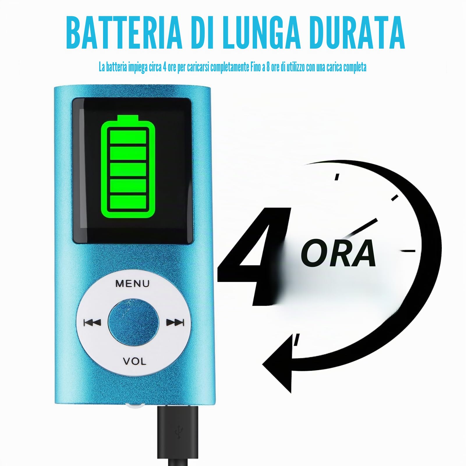 MP3 Lettore Musicale HiFi Portatile Senza Perdita Con, Blu, Con Schermo LCD Da 1,8 Pollici E Slot Di Memoria, Max Support 32 GB Memory Card, Dispositivo Multifunzionale Per Sport E Bambini