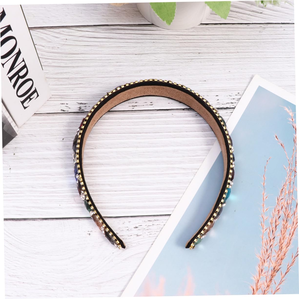 Diadema Gemas de Imitación Ancha y Cristal para Mujer | Diseño Delicado y Creativo, Ligera para Distintas Ocasiones, Acabado Colorido
