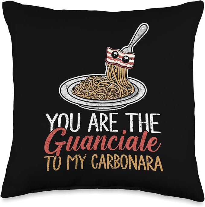 Funny Italian Food Guanciale Bacon Spaghetti Carbonara Throw Pillow