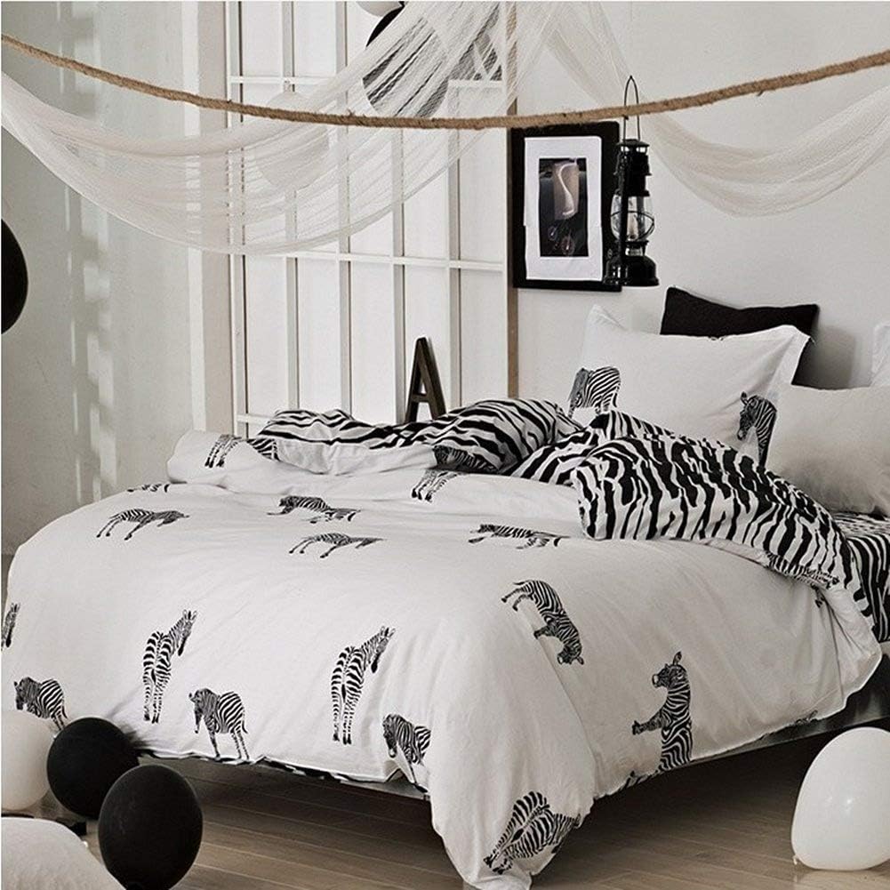 UKELER Cotton Black and White Duvet Cover Set Modern Reversible Polka Dot Print Bedding Set, Set of 4, Queen Size