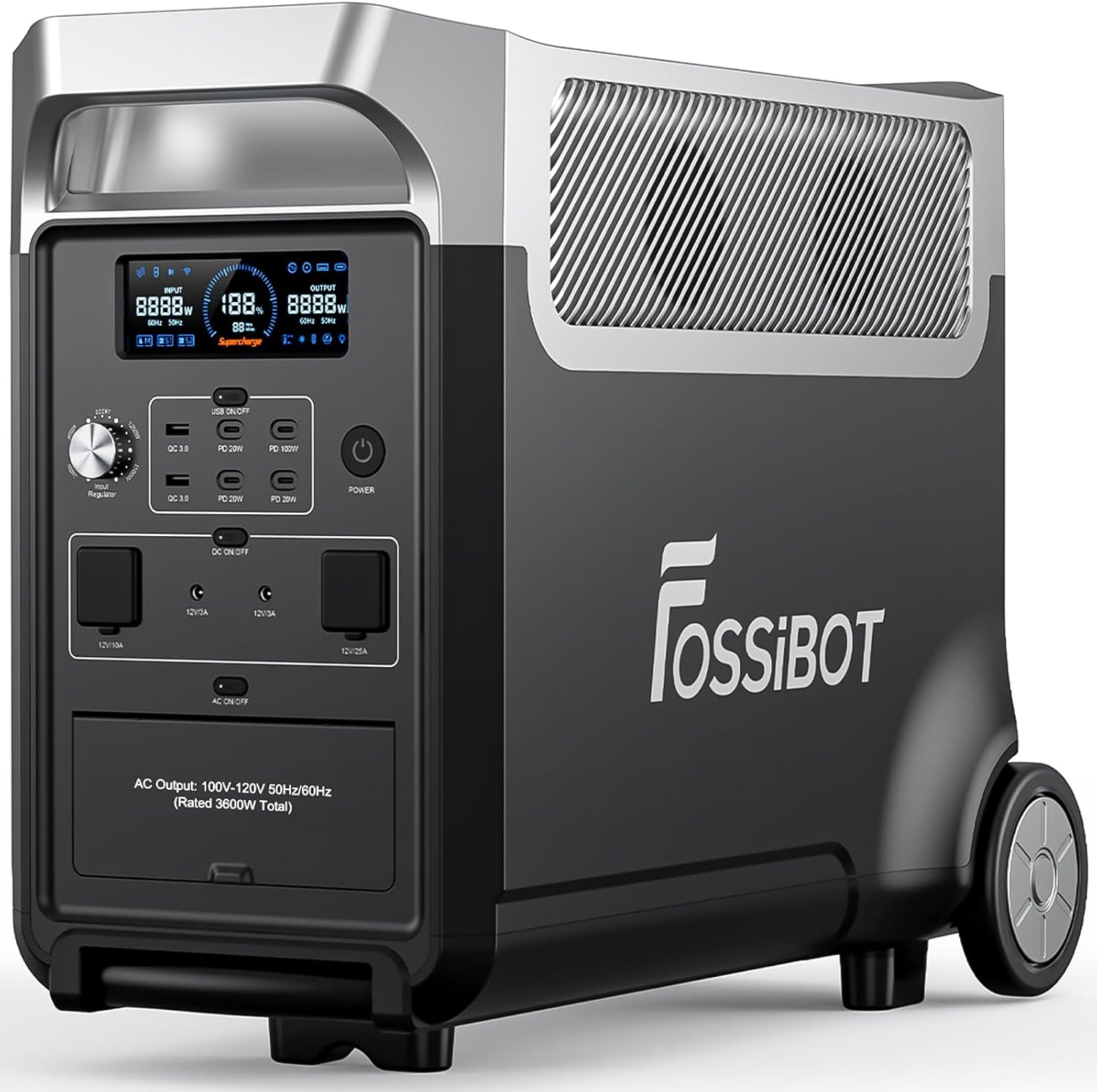 FOSSiBOT F3600 Transportable Energy Station, 5x120V AC Output 3600W/3840Wh LiFePO4 Battery Expandable to 11520Wh, Electrical Photo voltaic Generator for Storage, Dwelling, Off-Grid Residing, Tenting, RVs