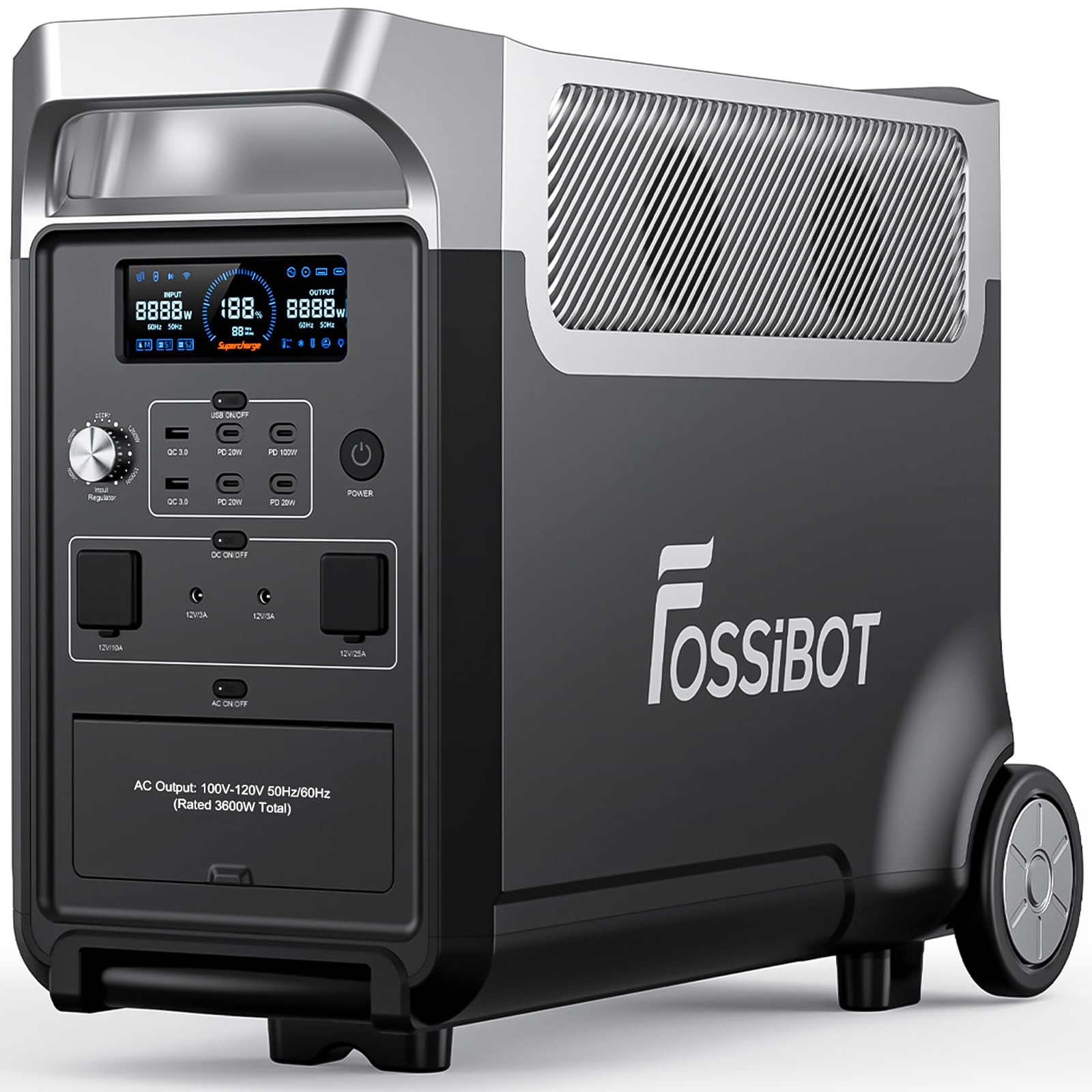 FOSSiBOT F3600 Portable Power Station 5x120V AC Output 3600W 3840Wh LiFePO4 Battery Expandable to 11520Wh Electrical Solar Generator