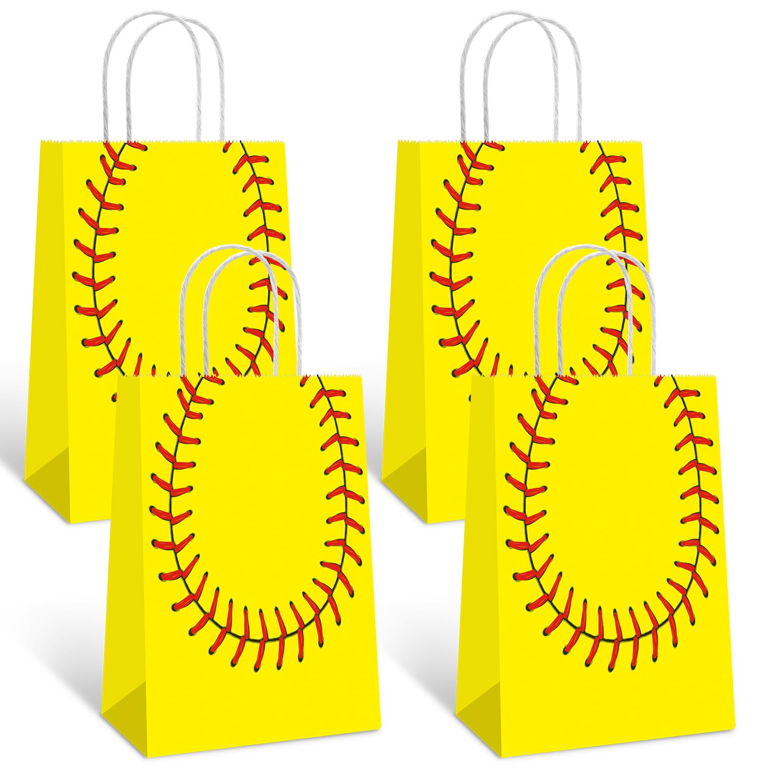 Lusmajoy 12 PCS Softball Gift Bags, Softball Goodie Bags for Softball Birthday Party Supplies, Softball Bag for Kids Treat Bags, Basketball Favor Bags
