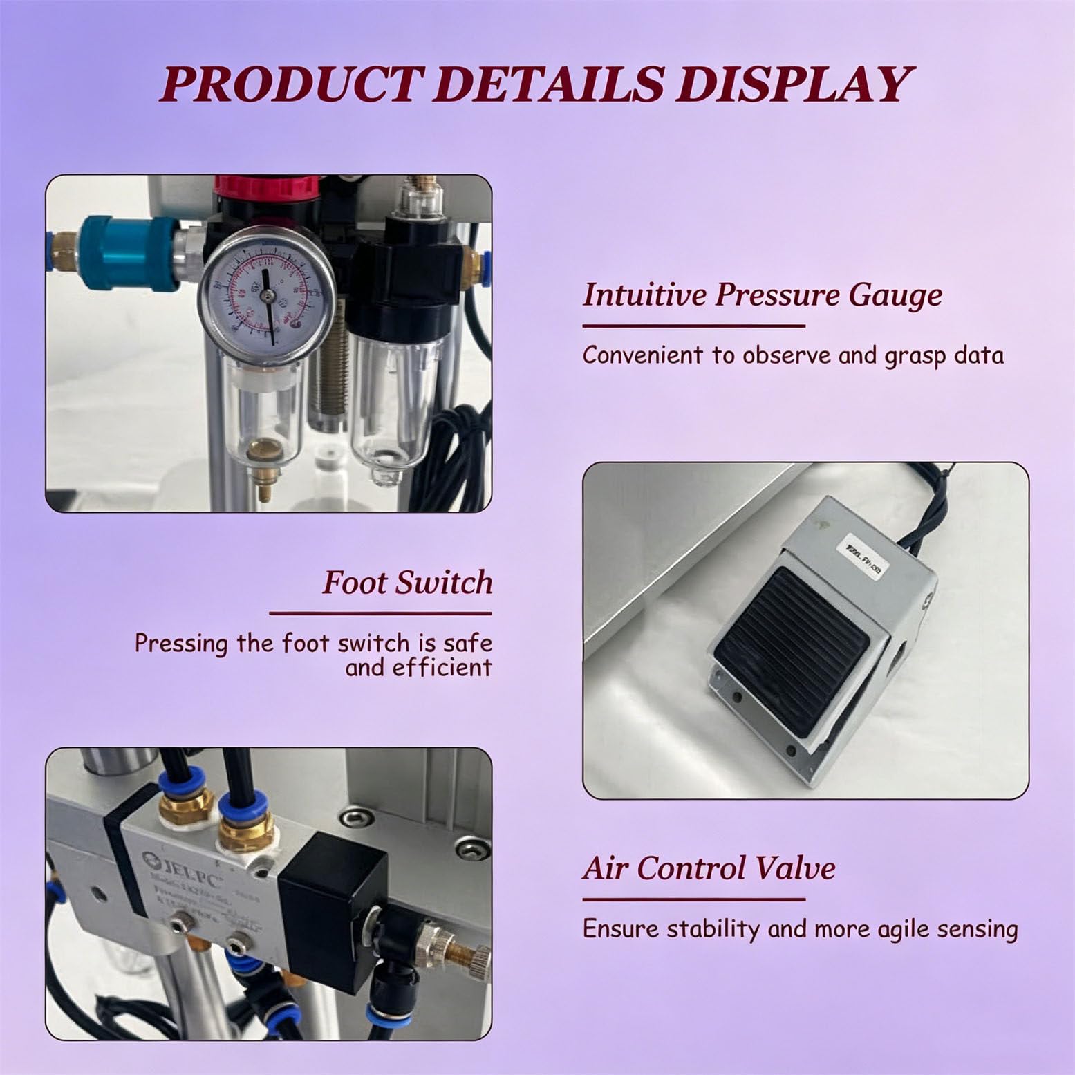 Máquina taponadora neumática automática, taponadora de Cilindros CS80 para Tapones de Rosca de 13-20 mm, selladora de Botellas para Laboratorio de perfumería, de sobremesa. 20mm