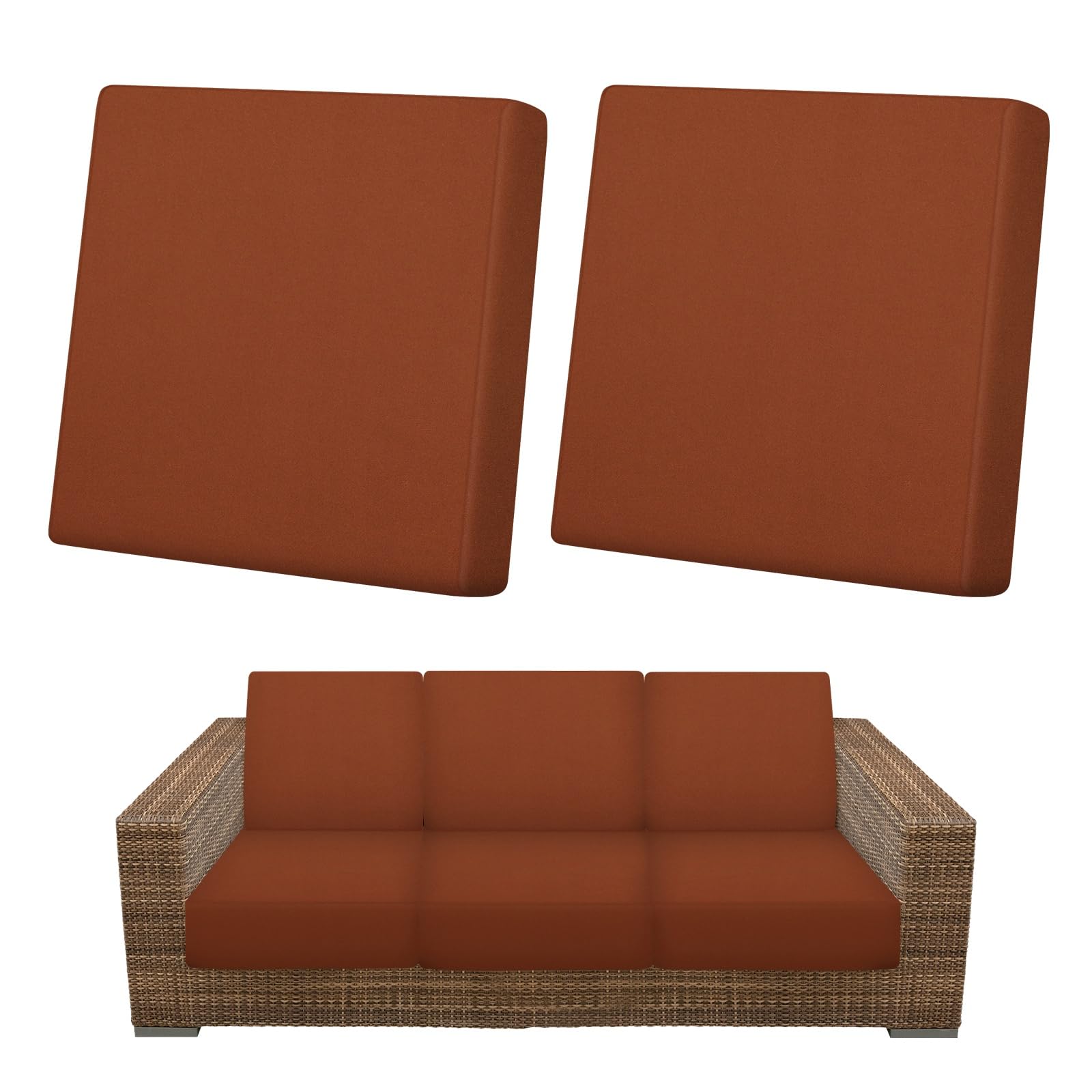 M METERXITY 2-Pack Outdoor Cushion Covers, Stretch Patio Cushion Replacement Slipcovers for Outdoor Couch/Sofa Cushion Covers, Washable Reusable Furniture Protector [Coffee]