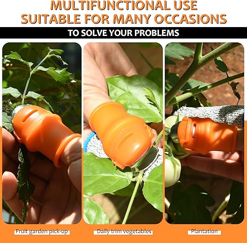 Miniatura 7 de Cuchillo de pulgar de jardinería con estuche, podadora de dedos para jardineros, cuchillo de dedo de silicona, herramientas de corte de recolección
