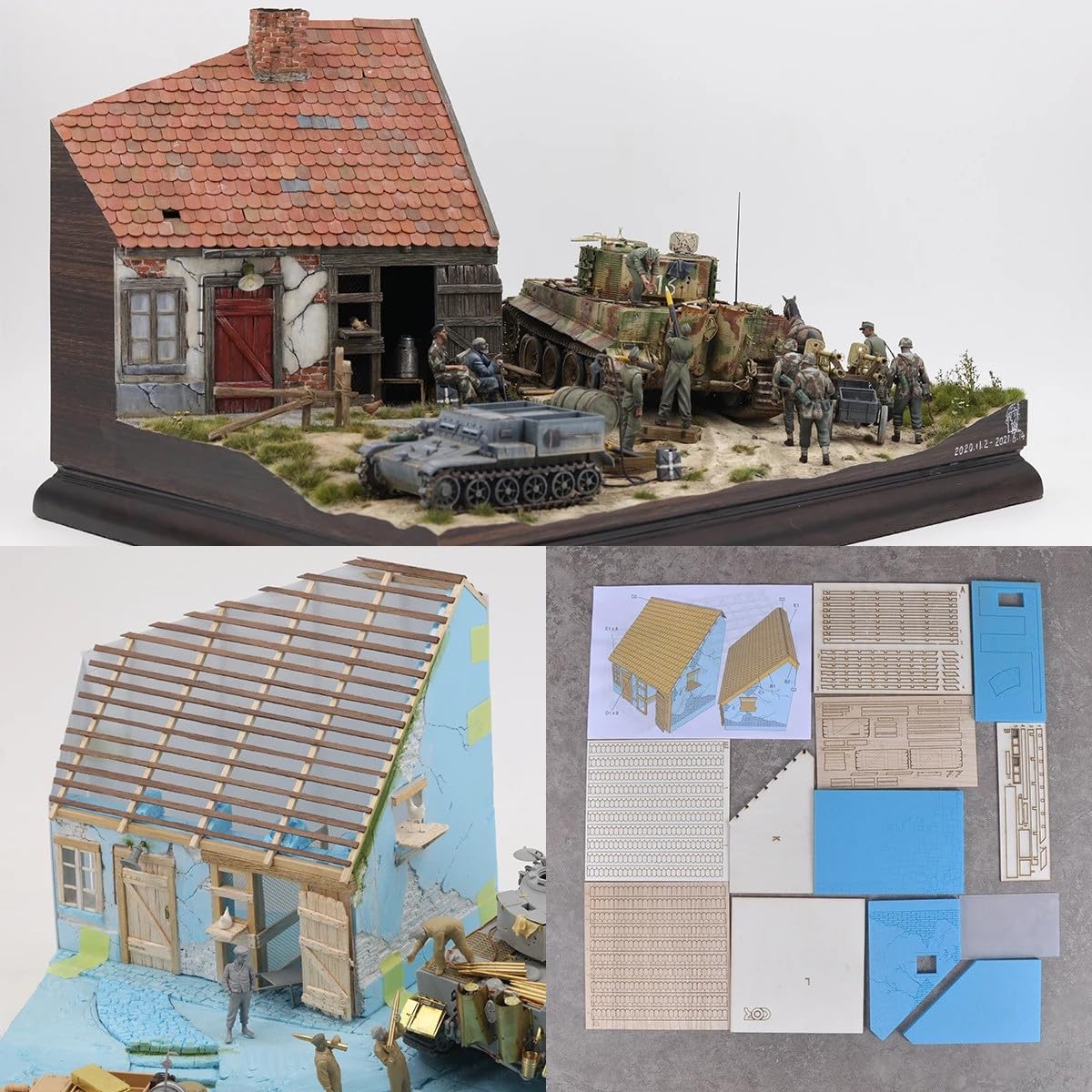 Assembly Architectural model sand table bungalow masonry concrete building Rural housing house diorama Scale model kit 1/32 1/35