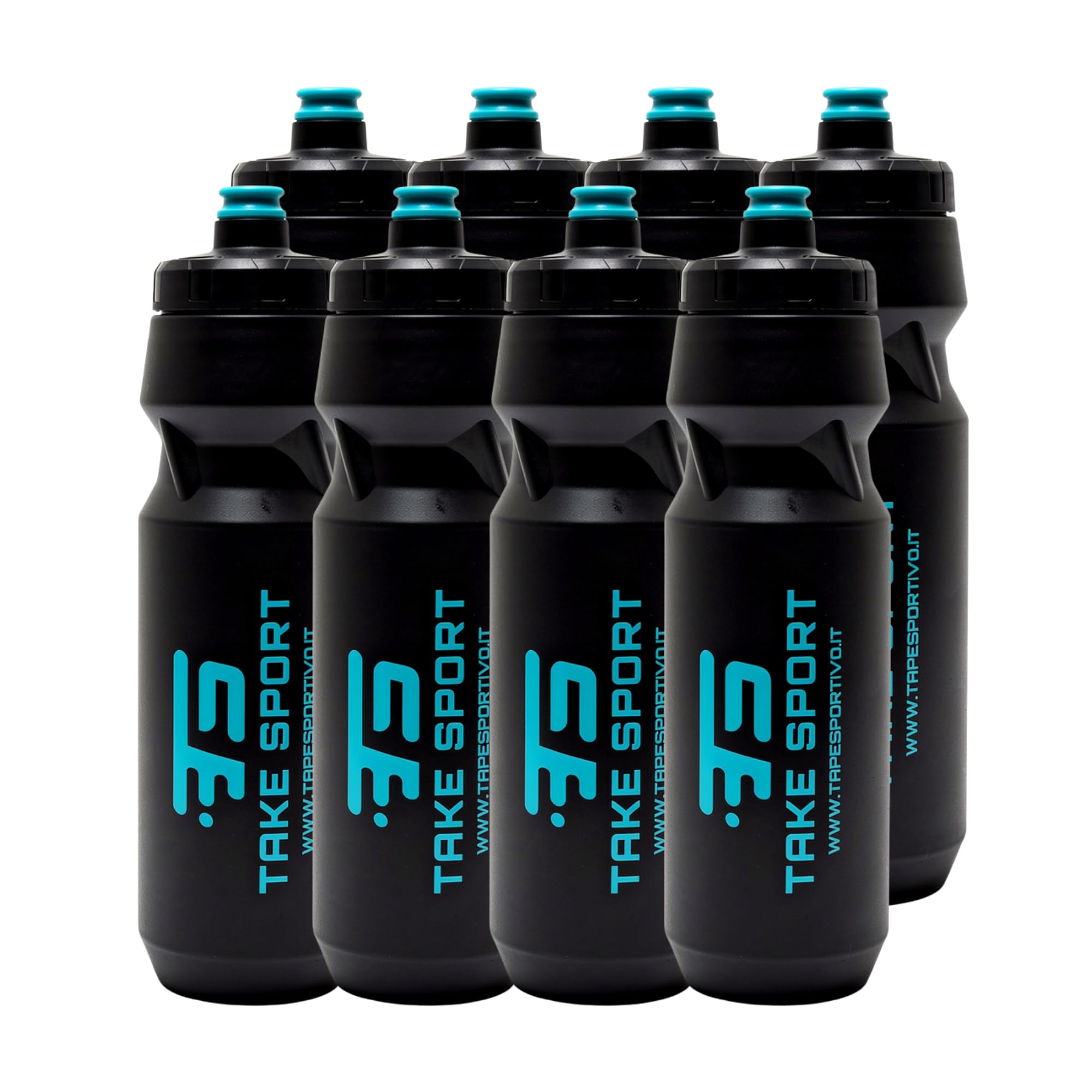 TS TAKE SPORT -Sportflasche 1 Liter aus lebensmittelechtem PP 8 Stück – Wasserflasche Fitnessstudio mit luftdichtem auslaufsicherem Deckel – Trinkflasche für Laufen, Radfahren und Team Sport