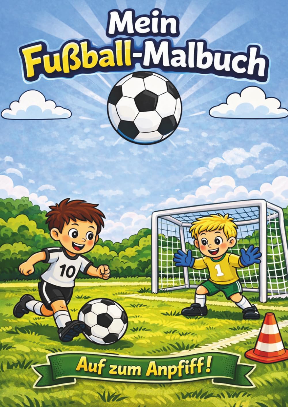 Mein großes Fußball-Malbuch: Für Kinder von 4–7 Jahren | Ausmalbilder, Fußballspaß, einfache Motive, Quiz und Mitmachseiten