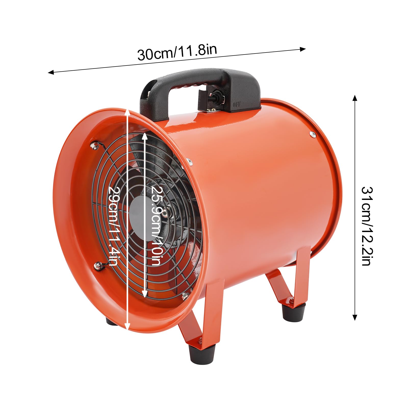 Ventilatore industriale, ventilatore assiale, 3900 m³/h, con tubo da 10 m, portatilità, ventilatore assiale, 79 dB, livello di rumorosità, ventola industriale