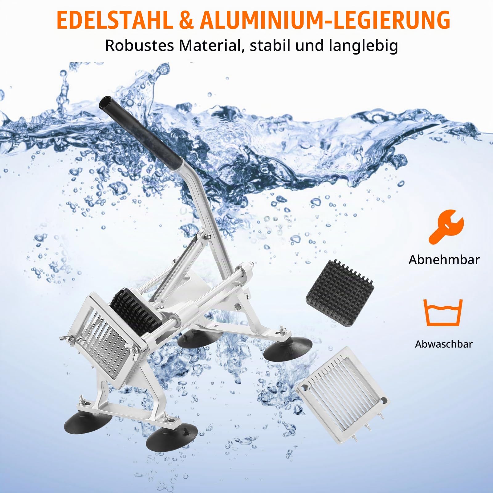 VEVOR Kommerzieller Gemüseschneider 1/4 Zoll, Obstschneider Aus Edelstahl & Aluminiumlegierung, Manuell Für Radieschen, Zwiebeln, Kartoffeln, Zitronen