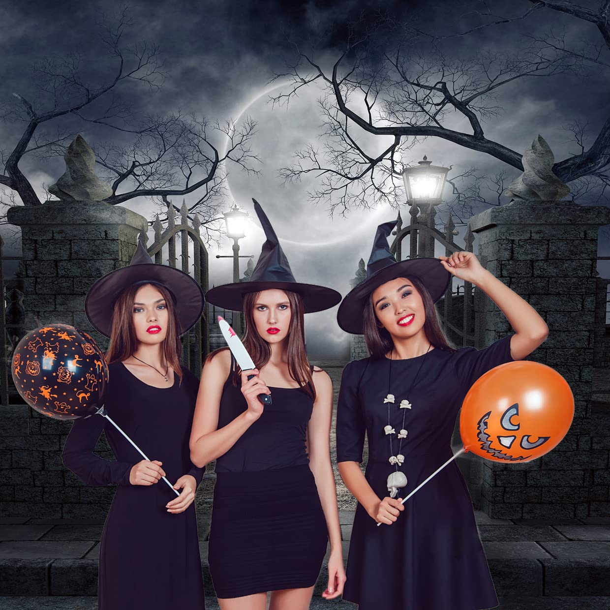 Halloween-Fotohintergrund „Horrornacht“ 3x3 M – Gruselige Motive Mit Mond & Toten Bäumen Für Partys