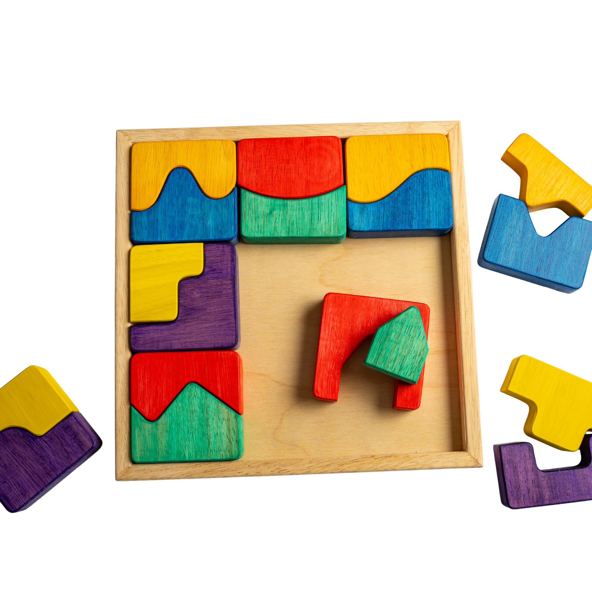 Drewniane puzzle - 18 sztuk - zabawka edukacyjna 3+ lat