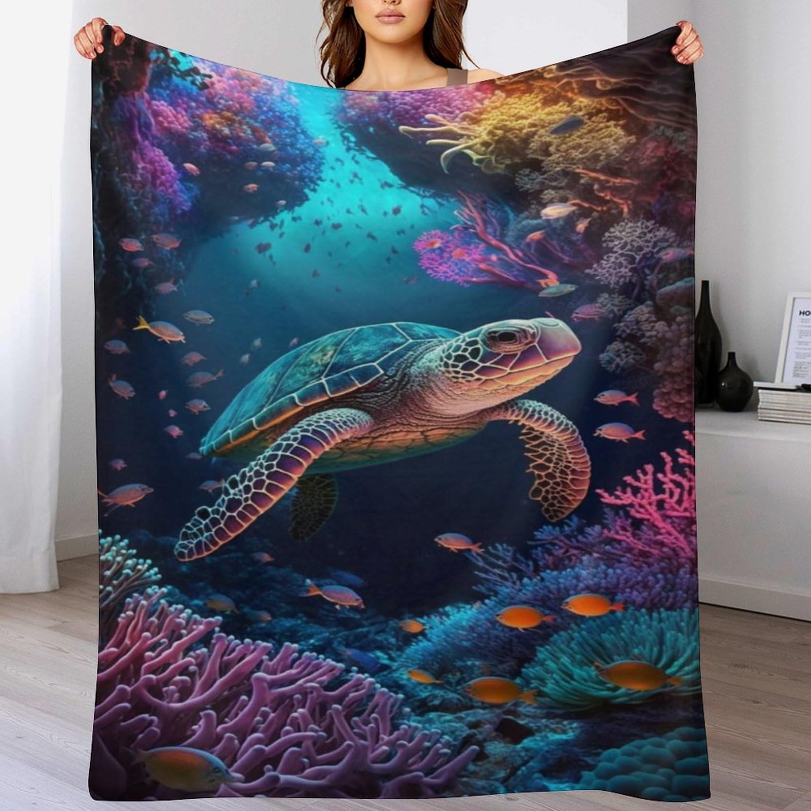 Plaid doux et chaud sea tortue pour des soirées cocooning et chaleureuses sur votre canapé