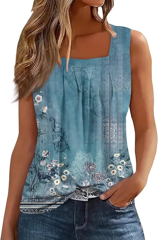 Spring Summer Plus Size Dressy Tank Tops for Women 2025 Womens Workout Floral Boho Beach Sleeveless Shirts Blouses
