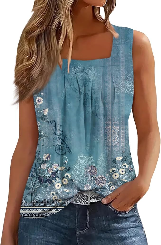 Spring Summer Plus Size Dressy Tank Tops for Women 2025 Womens Workout Floral Boho Beach Sleeveless Shirts Blouses