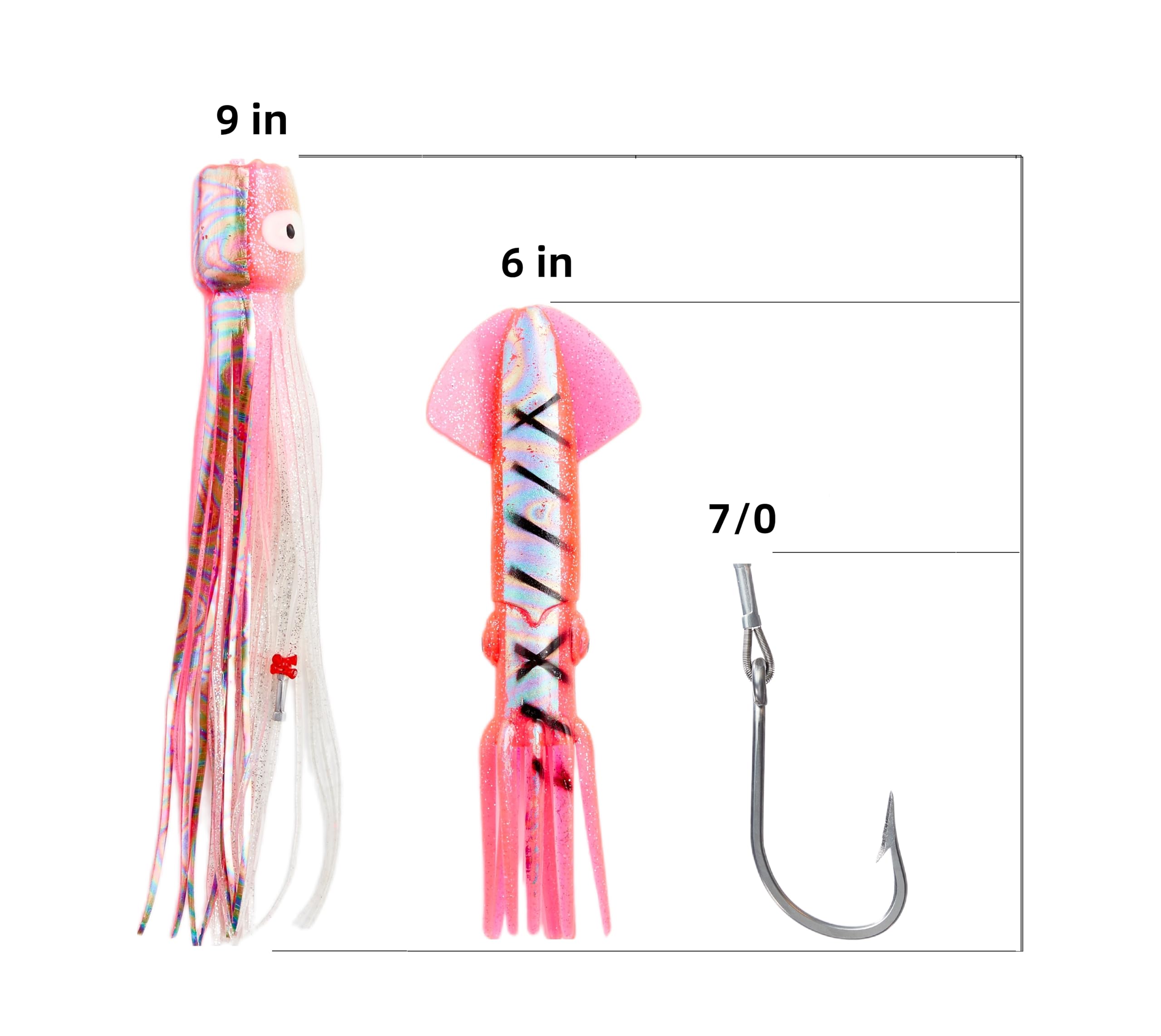 OCEAN CAT Saltwater Trolling Lures Teaser for Saltwater Fishing Rigged with Hook 7/0 for Wahoo Tuna Mahi Dolphin Sailfish Marlin and More