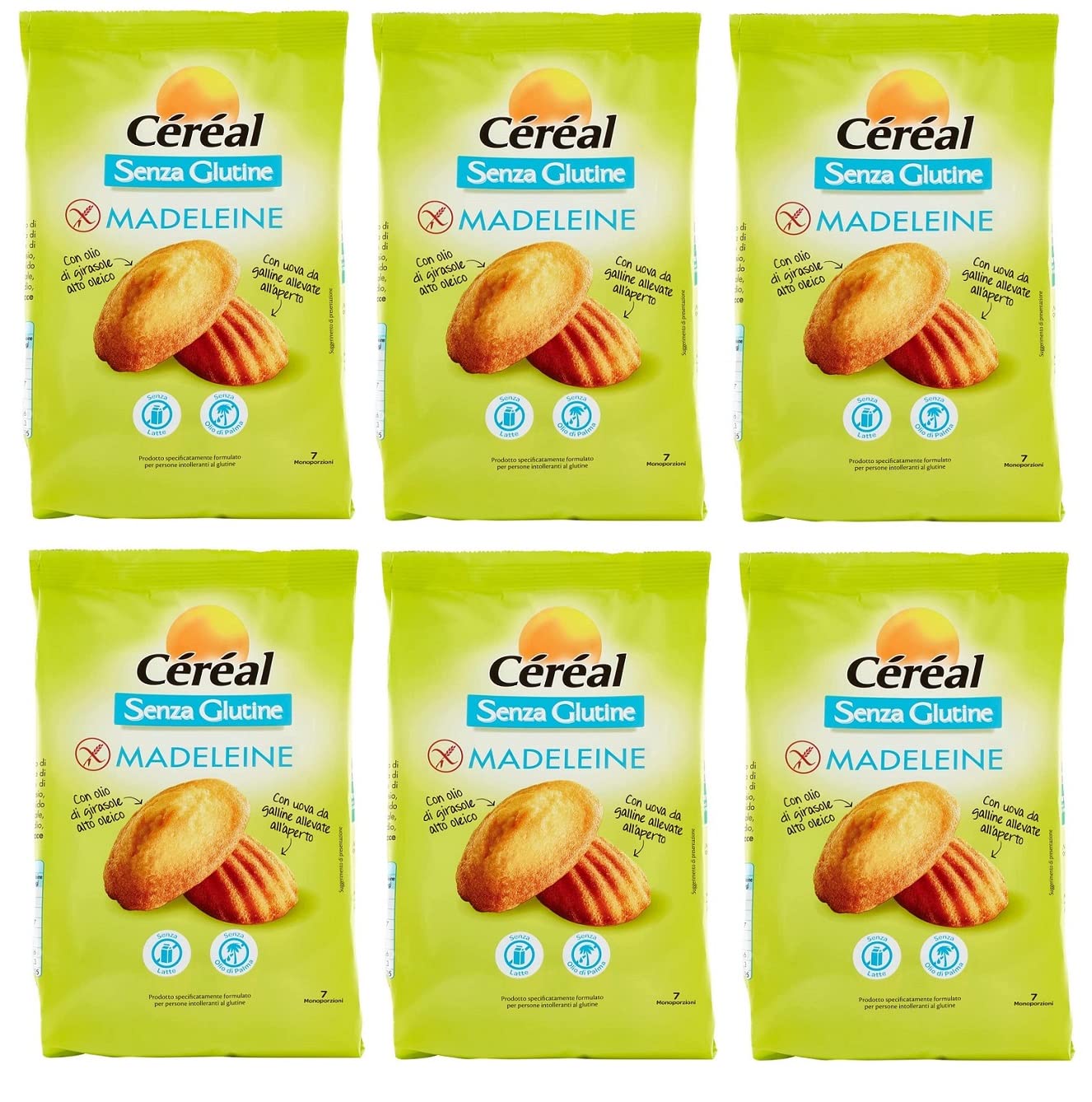 Céréal Madeleine Senza Lot de 6 sachets sans gluten 200 g sans huile de palme sans lait
