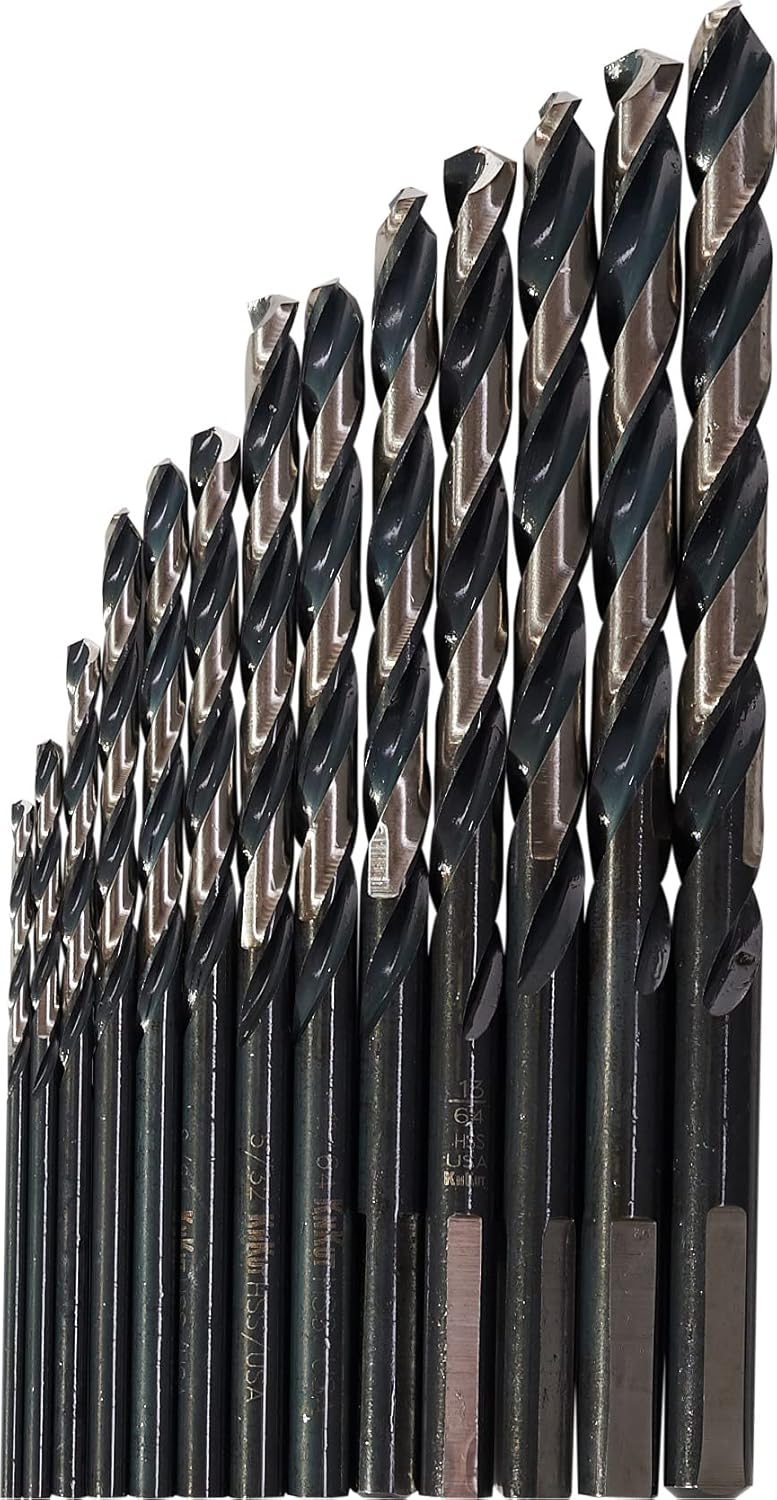 KnKut 13 Piece Jobber Length Drill Bit Set 1/16"-1/4" by 64ths