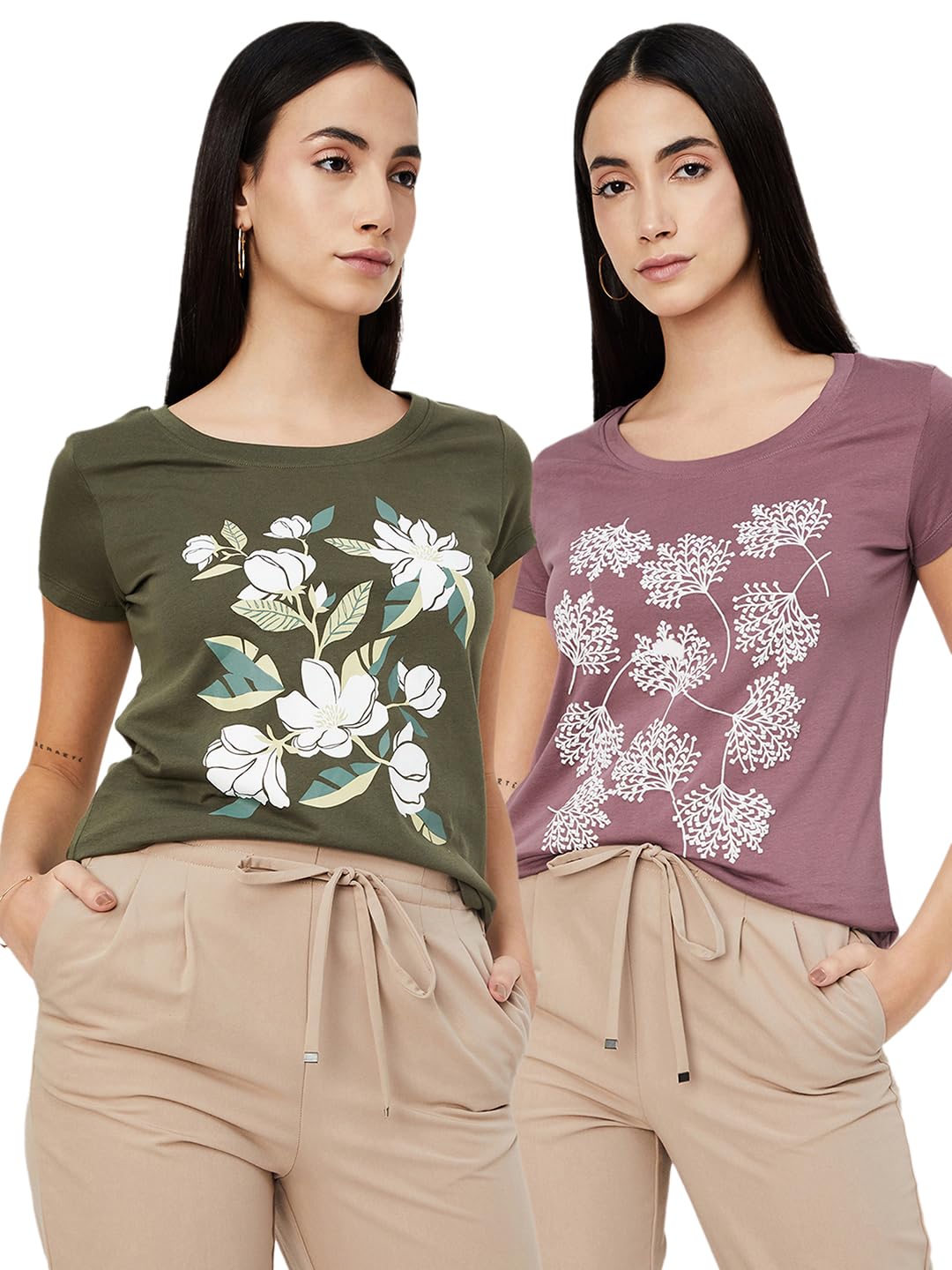 max Women's Cotton Regular Fit Graphic Printed T-Shirt - Pack of 2-picture-34