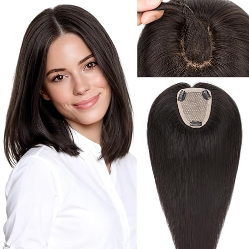 Rich Choices Toppers de cabello humano para mujer, 100 % cabello Remy real, sin flequillo, densidad mejorada, 150 % de densidad, 3.5 x 5.5 in, base