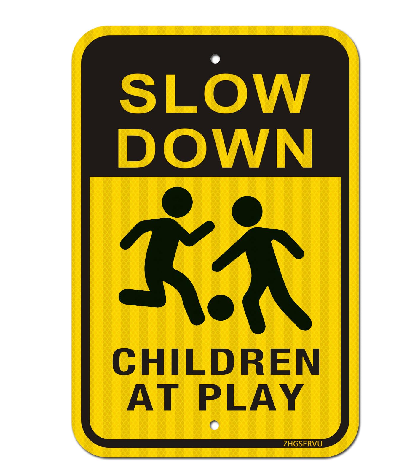 Slow Down Children at Play Signs, 18” x 12” Kids at Play Signs for Street, 3M High Intensity Grade Reflective Aluminum Children Playing Safety Signs for Neihborhoods, Rust Free, Weather Resistant-image-8