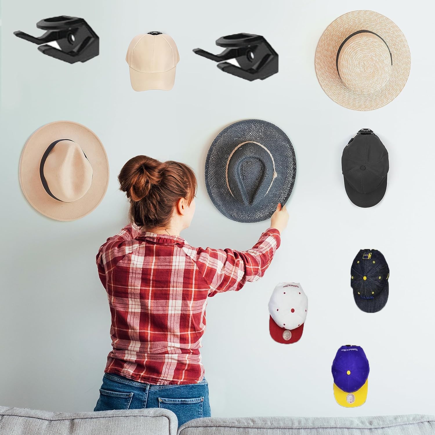 Porta Cappello Autoadesivo - 10 Pezzi, Senza Foratura, Organizer Da Parete, Per Cappelli, Sciarpe, Cuffie - Foto 8