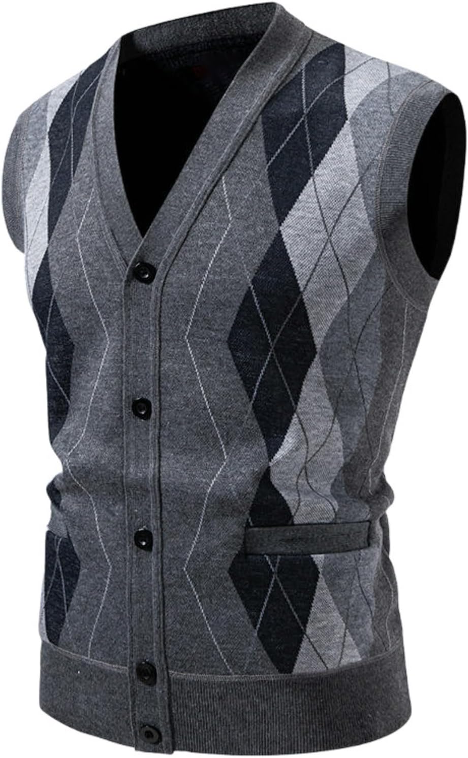 Men's Autumn Winter Business Trendy Plush Lined Knit Sweater Vest