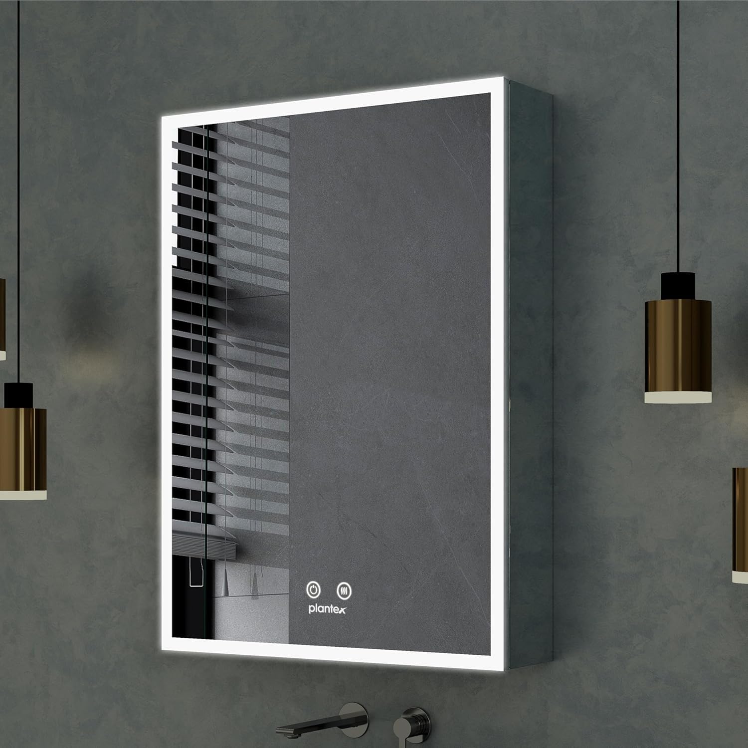 Plantex 304 Stainless Steel Cabinet Mirror/Bathroom Cabinet Storage/LED Mirror Cabinet for Wall/Bathroom Organiser Cabinet -Chrome (19x27 Inch,Defogger & Bluetooth)-image-12