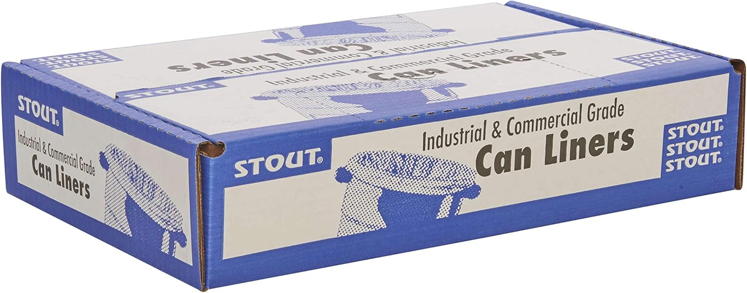 Stout by Envision Commerical 30 Gallon Can Liners - 100 Bags - 1.3 mil Heavy Duty Industrial 100% Recycled Puncture & Tear Resistant Garbage Trash Bags : Lawn And Leaf Trash Bags : Health & Household