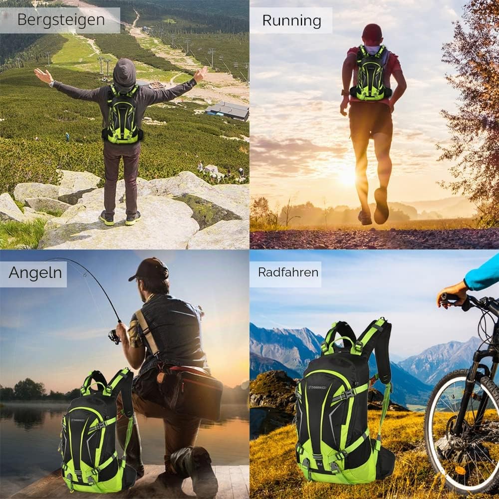 TOM SHOO Fahrradrucksack 20L/30L, Outdoor Rucksack Multifunktionaler Wanderrucksack Skirucksack für Radfahren Reiten Bergsteigen mit Regenschutzkappe und Helmabdeckung