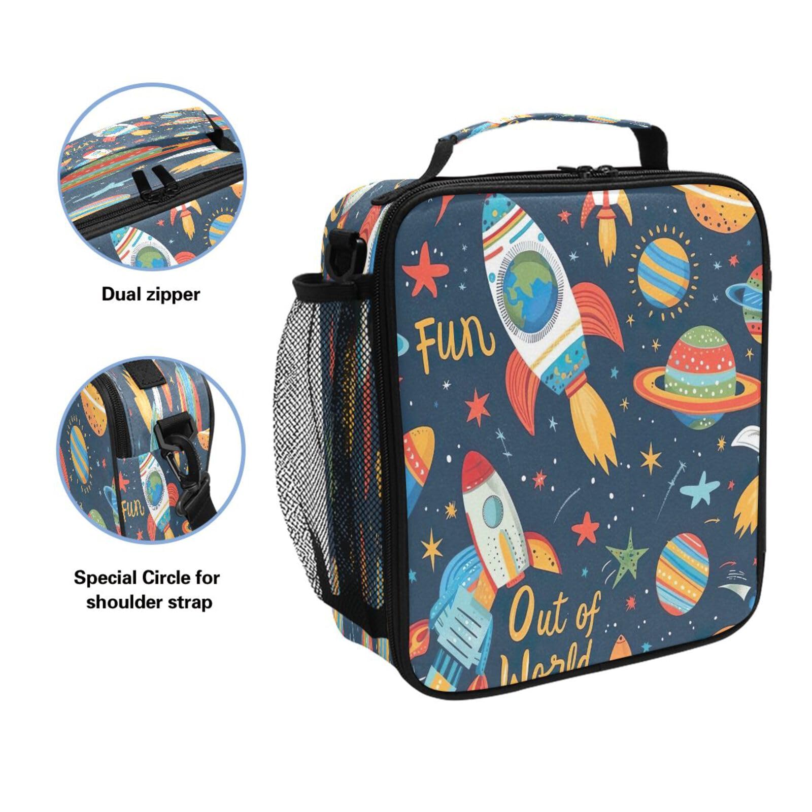 Amazon.com: Kids Lunch Bag Space Rocket Planet Insulated Lunch Box