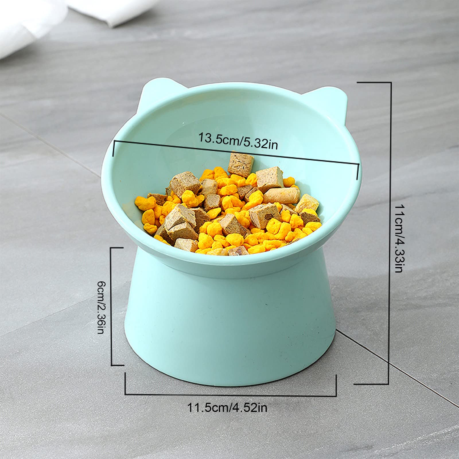 Qixuer Cat Bowls Plastic, 2 Pcs Tall Cat Bowl Stand Protects Pet's Cervical Spine, Blue, pink - Image 2