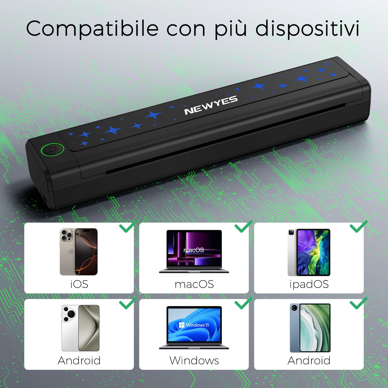 NEWYES Stampante Stencil Tattoo, Stampante Termica Portatile Wireless, Termica, per Tatuatori e Principianti, Effetto Opaco, Compatibile con Telefono Cellulare, Pad, PC | Per tatuatori e principianti, stampa trasparente effetto opaco, compatibile con tele
