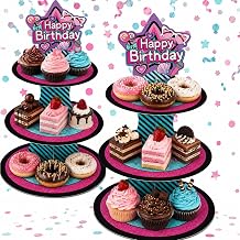 GRULLIN 2PCS Colorful Surprise Birthday Cupcake Stand Holder for Retro Spot Polka Dot Cartoon Doll Star Party Favor Decorations Supplies