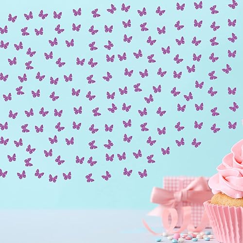 Miniatura 6 de PINKAAJ Confeti de mariposa, purpurina morada, 100 piezas, en forma de mariposa, ocasión de cumpleaños, material de papel